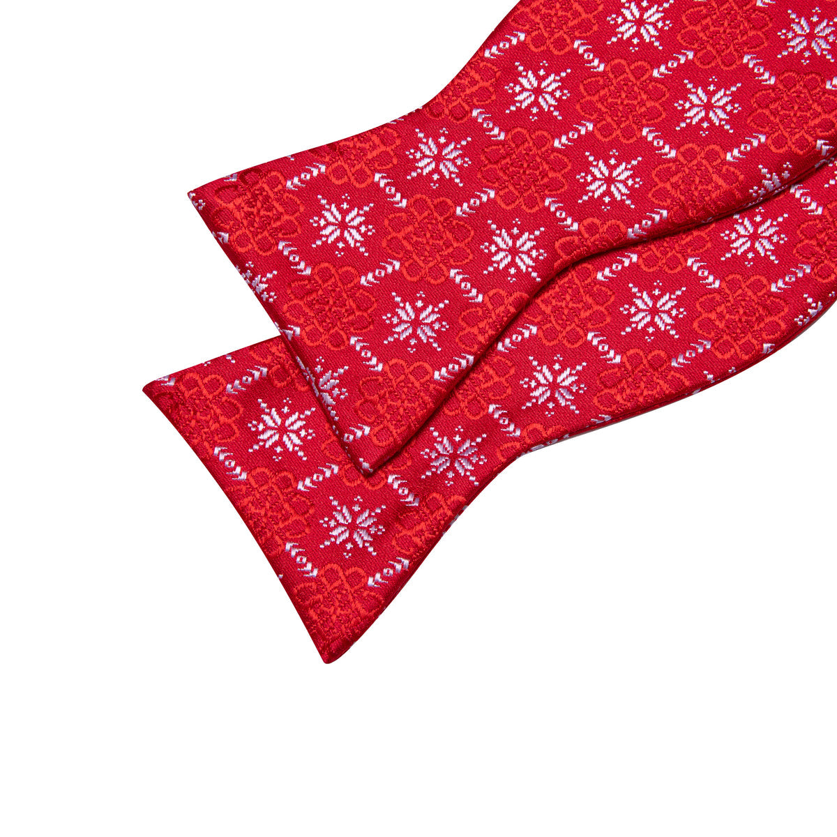 Red White Snowflake Pattern Silk Christmas Bow Tie Set bow ties - Sophisticated Gentlemen