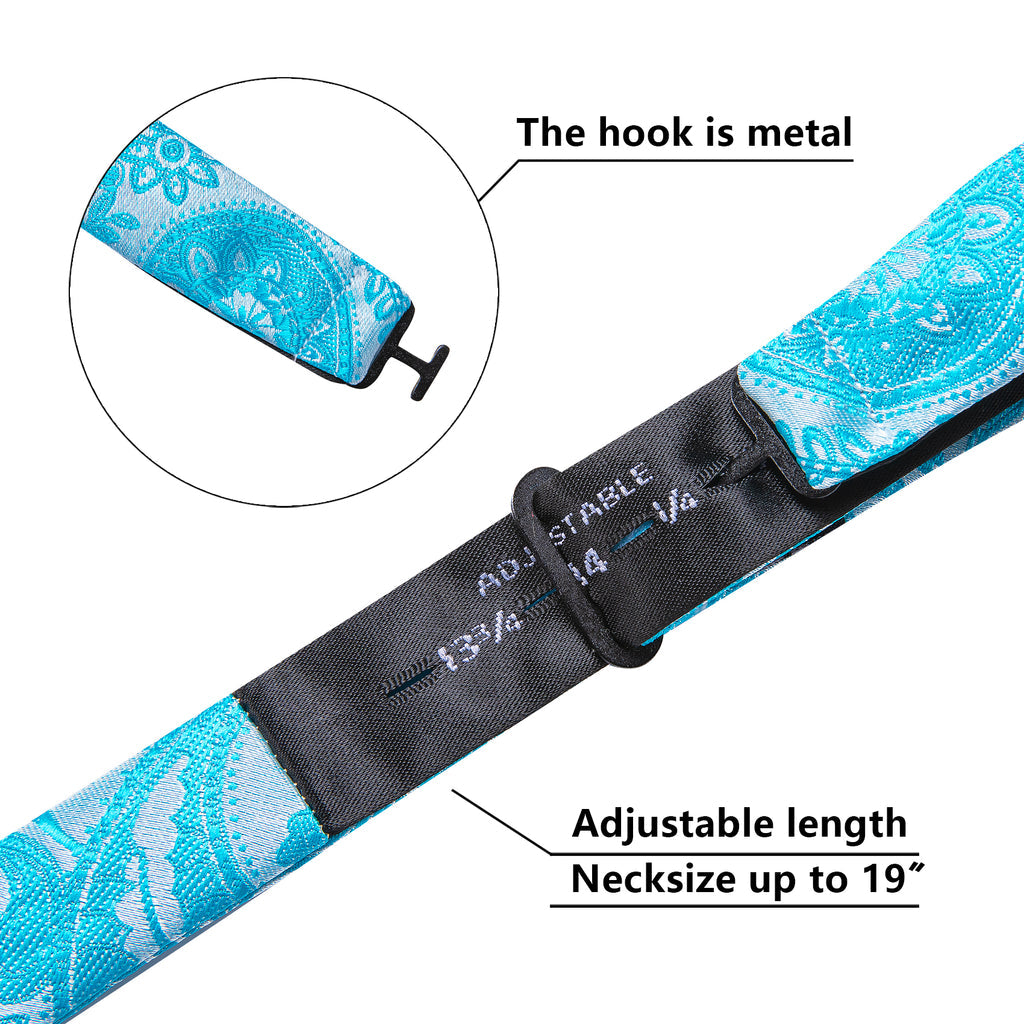 Blue and Silver Paisley Bow Tie Set bow ties - Sophisticated Gentlemen