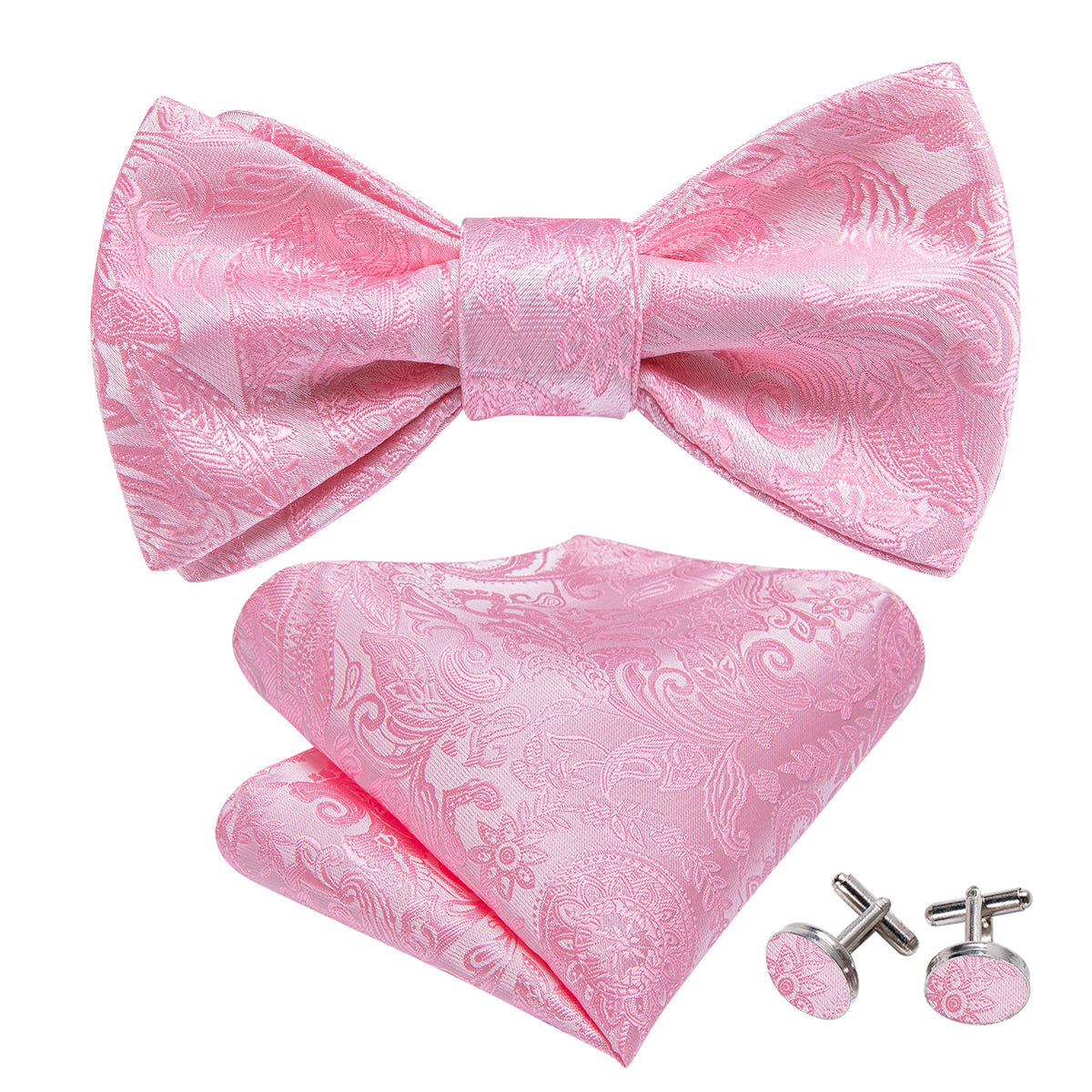Pink Paisley Bow Tie Set bow ties - Sophisticated Gentlemen