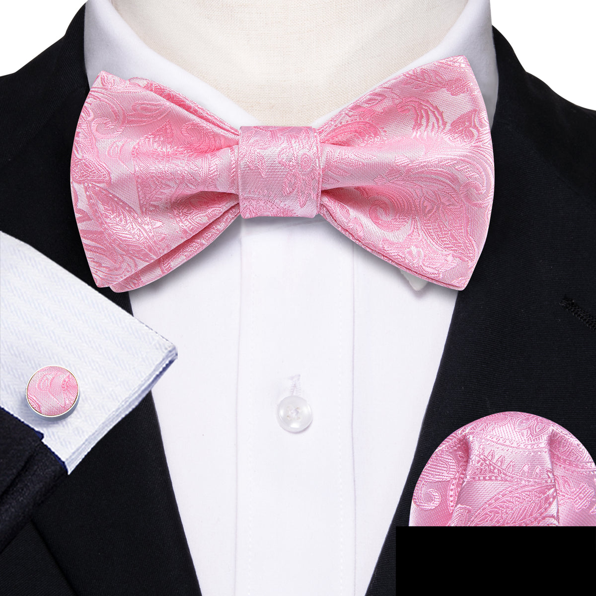 Pink Paisley Bow Tie Set bow ties - Sophisticated Gentlemen