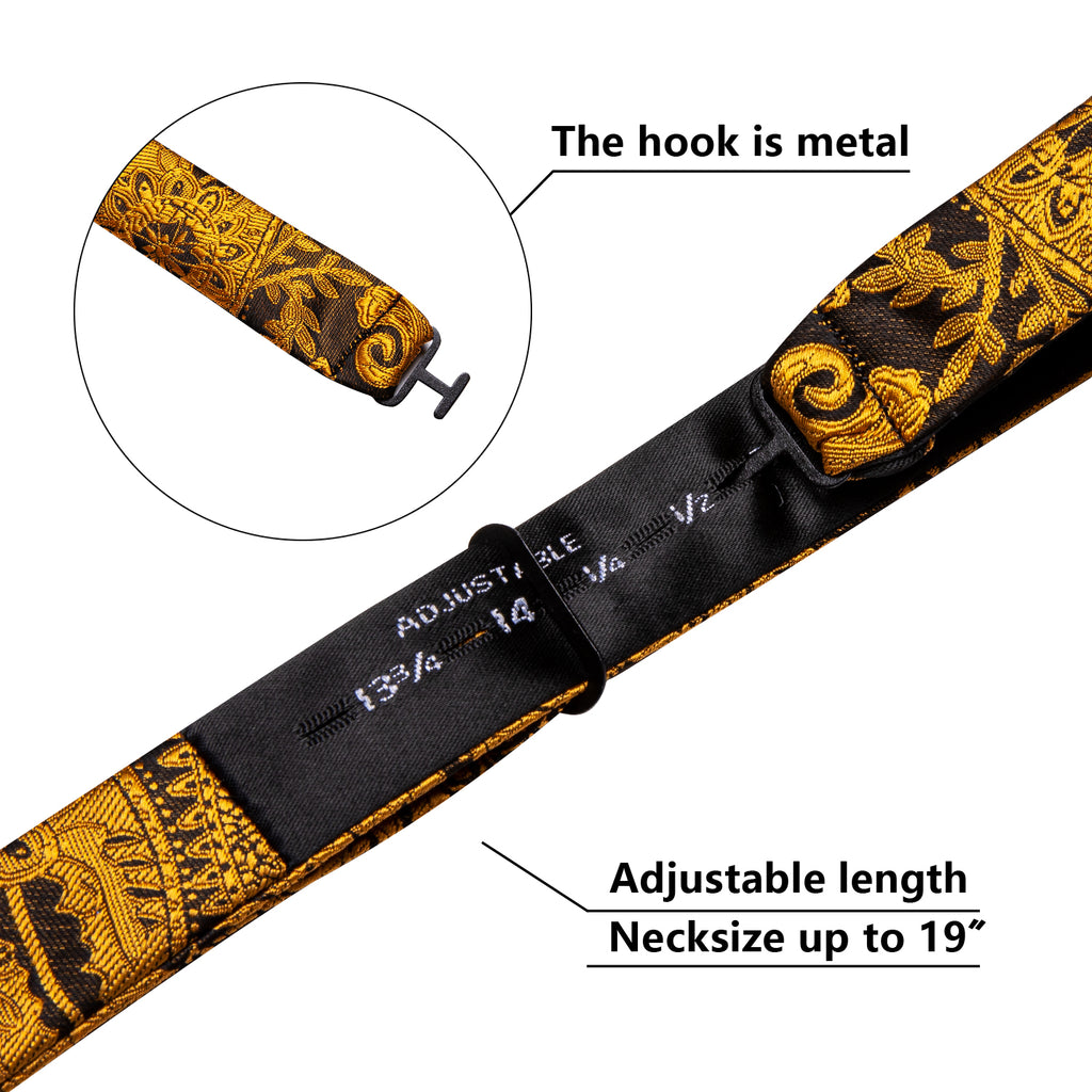 Black Gold Paisley Paisley Bow Tie Set bow ties    - Sophisticated Gentlemen