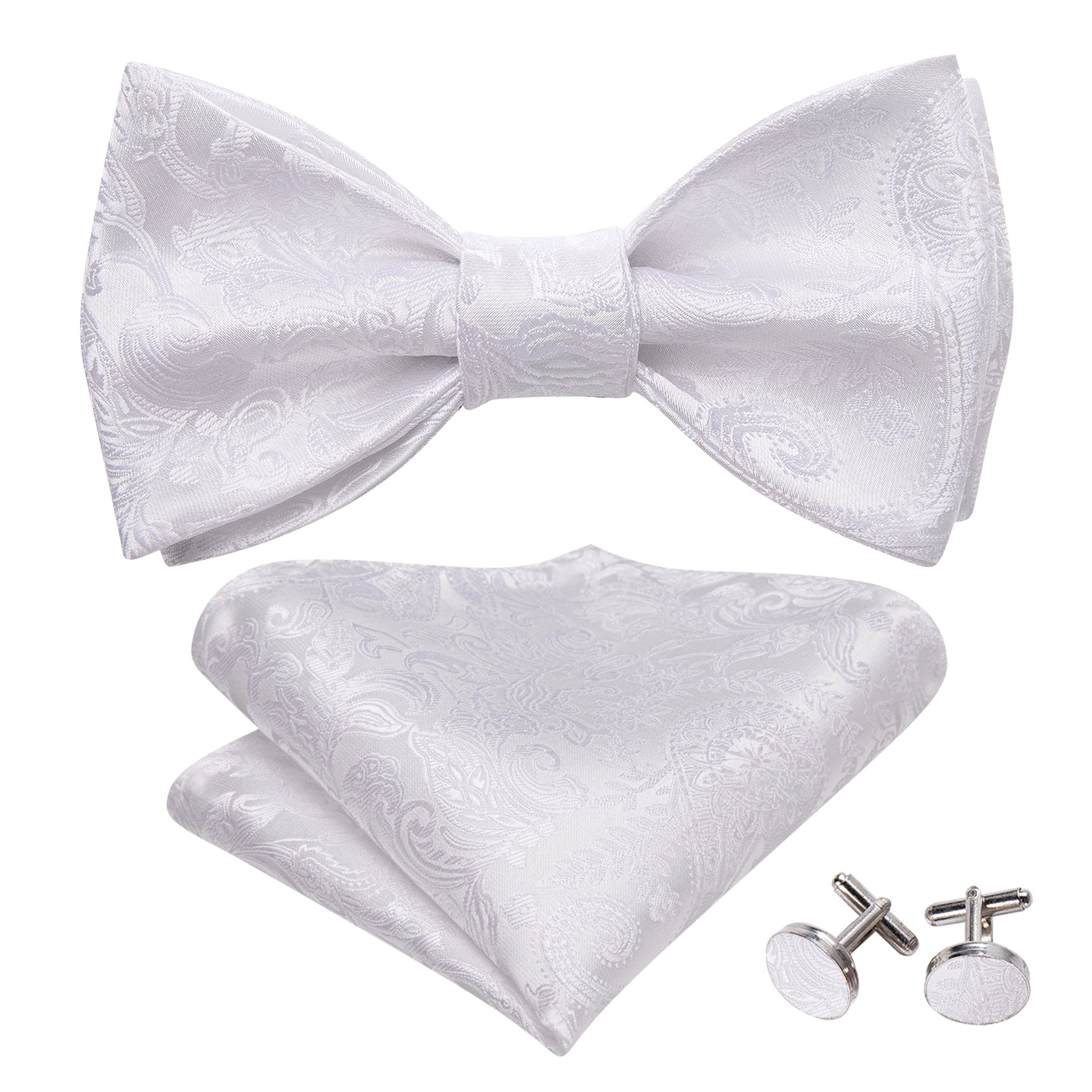 Wedding Day Bow Tie, Pocket Square and Cufflinks bow tie - Sophisticated Gentlemen