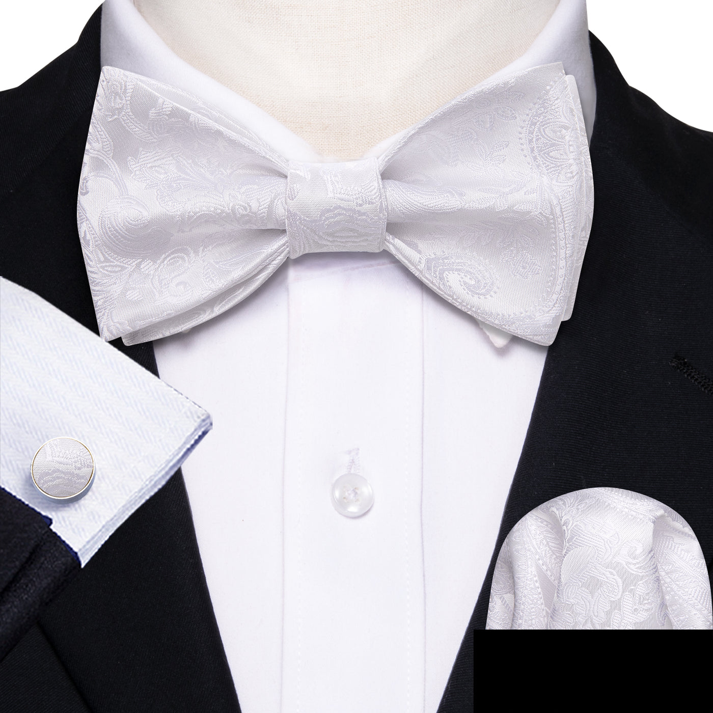 Wedding Day Bow Tie, Pocket Square and Cufflinks bow tie - Sophisticated Gentlemen