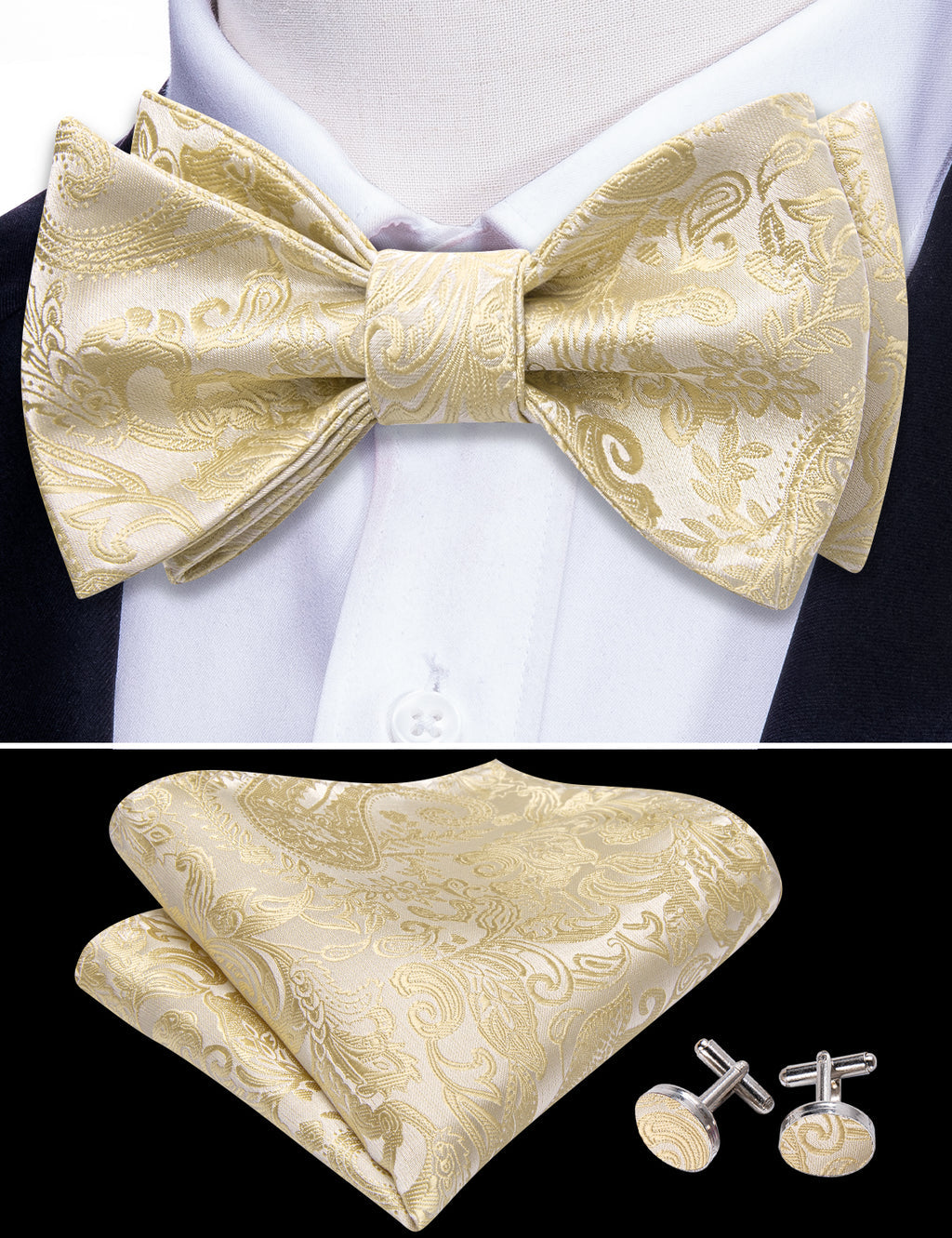 Linen Paisley Silk Bow Tie Set bow ties - Sophisticated Gentlemen