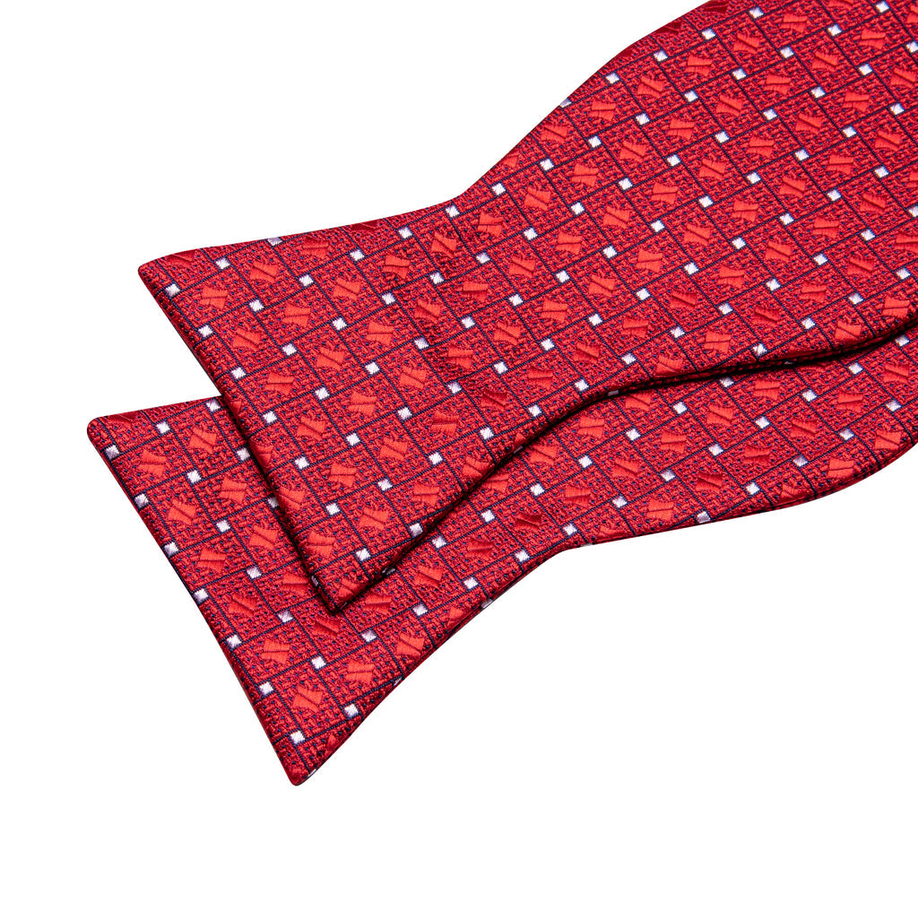 Red and White Plaid Bow Tie Set bow ties - Sophisticated Gentlemen