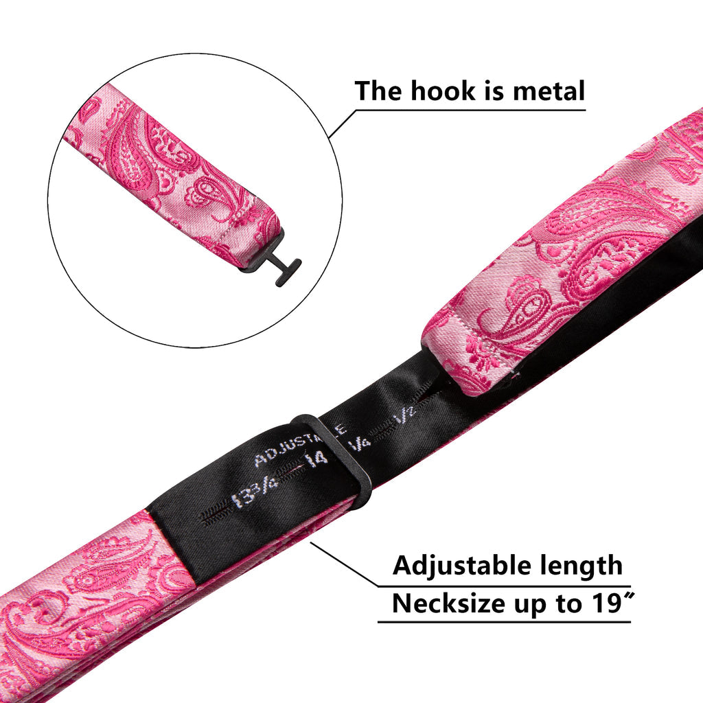 Hot Pink Paisley Silk Bow Tie Set bow ties - Sophisticated Gentlemen