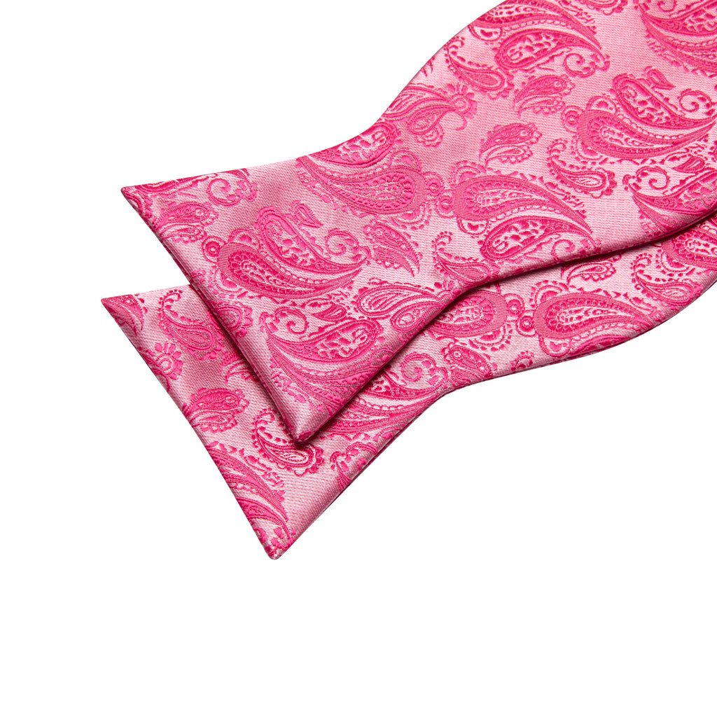 Hot Pink Paisley Silk Bow Tie Set bow ties - Sophisticated Gentlemen