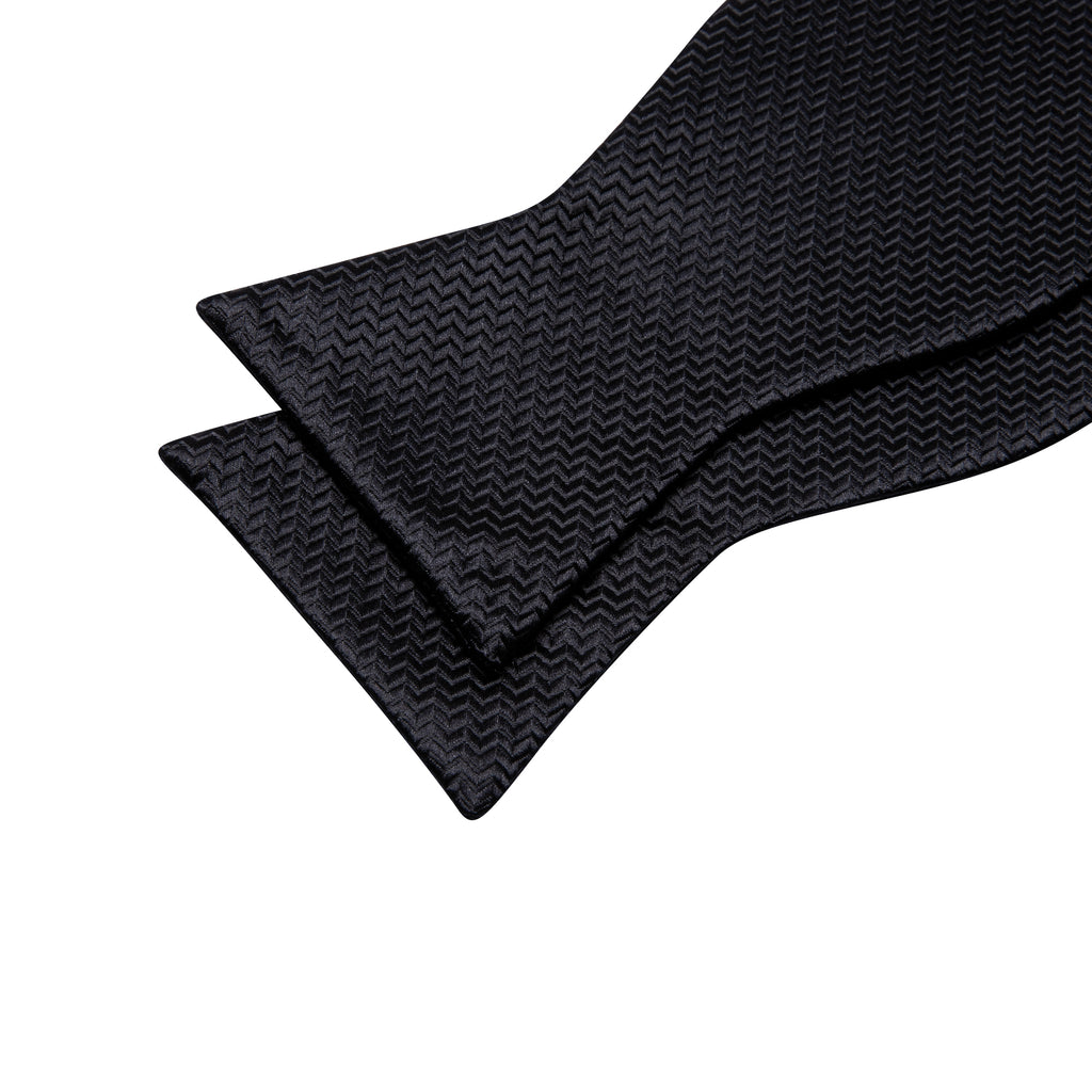 Black Striped Silk Bow Tie Set bow ties - Sophisticated Gentlemen