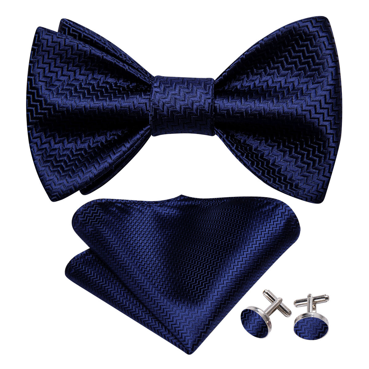 Salvia Blue Solid Silk Bow Tie Set bow ties - Sophisticated Gentlemen