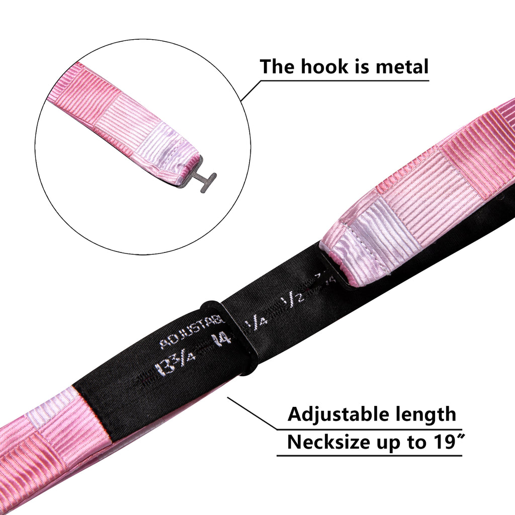 Pink Plaid Silk Bow Tie Set bow ties - Sophisticated Gentlemen