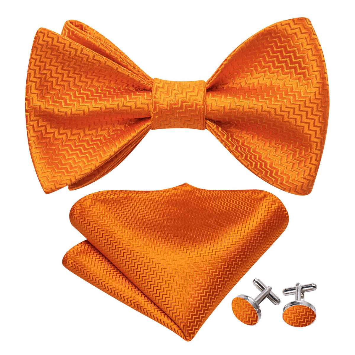 Orange Striped Silk Bow Tie Set bow ties - Sophisticated Gentlemen