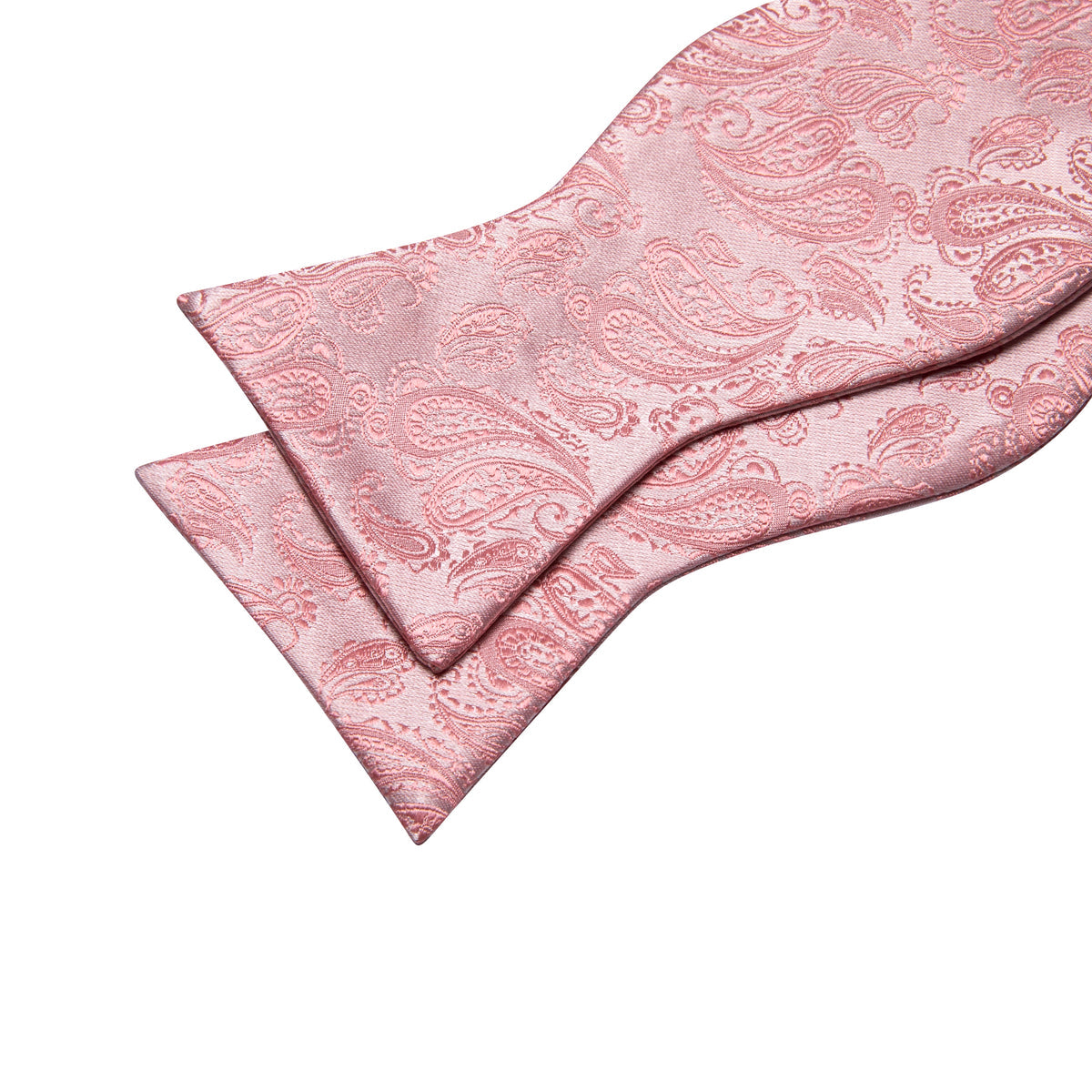 Pink Silver Paisley Silk Bow Tie Set bow ties - Sophisticated Gentlemen