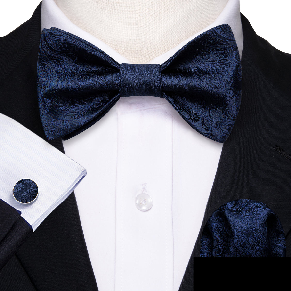 Ultra Marine Paisley Silk Bow Tie Set bow ties - Sophisticated Gentlemen