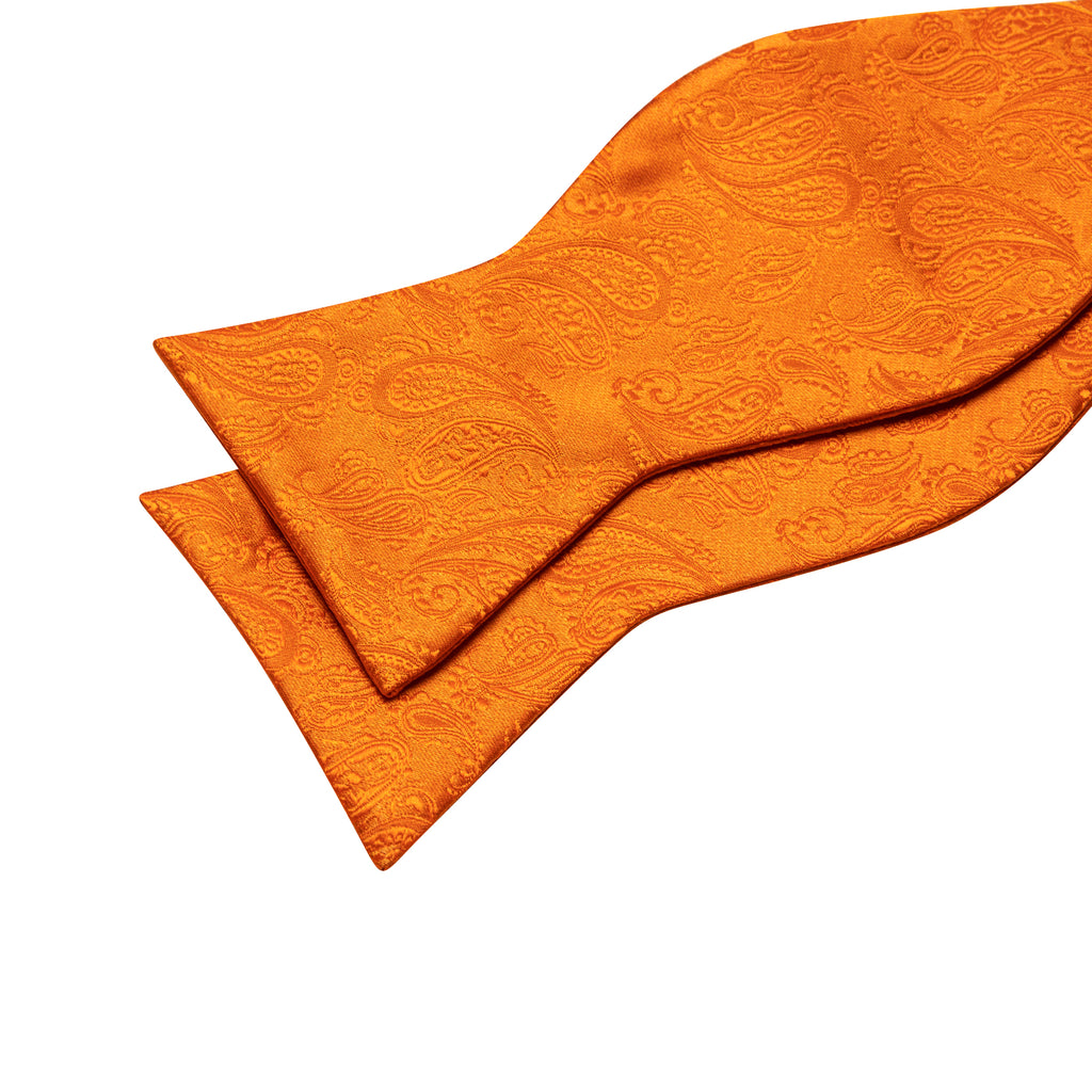 Orange Paisley Silk Bow Tie Set bow ties - Sophisticated Gentlemen