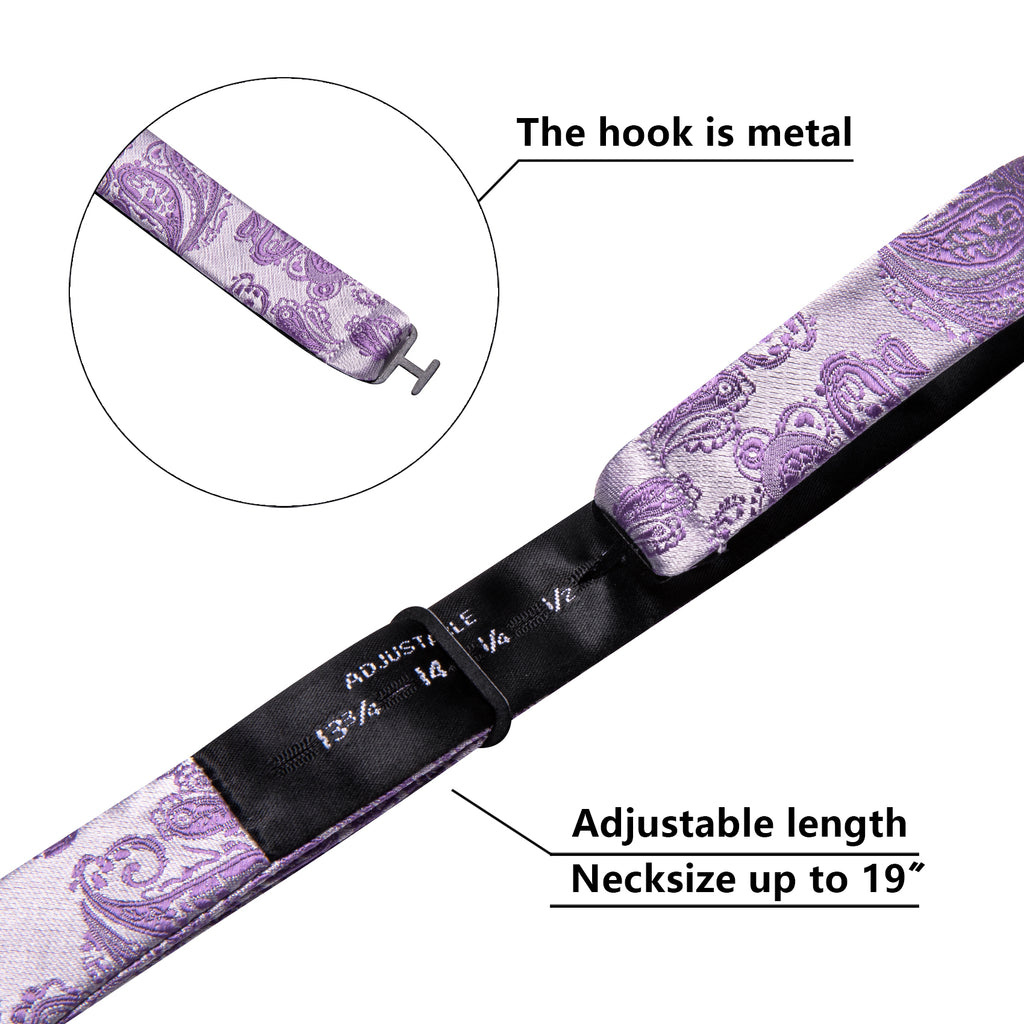 Purple Silver Paisley Silk Bow Tie Set bow ties - Sophisticated Gentlemen