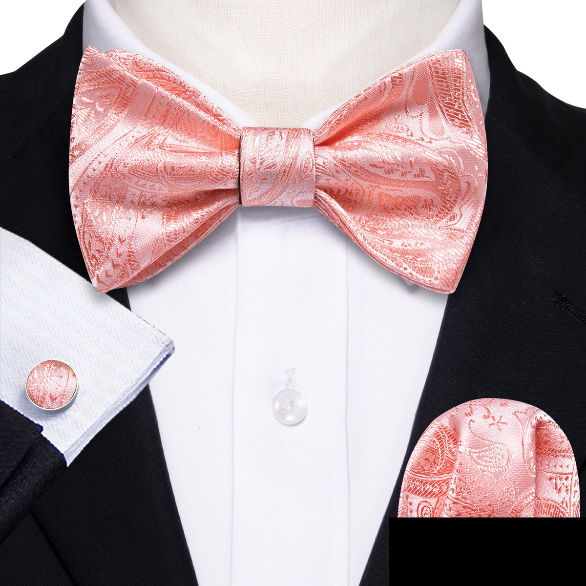 Pink Paisley Formal Bow Tie Set bow ties - Sophisticated Gentlemen