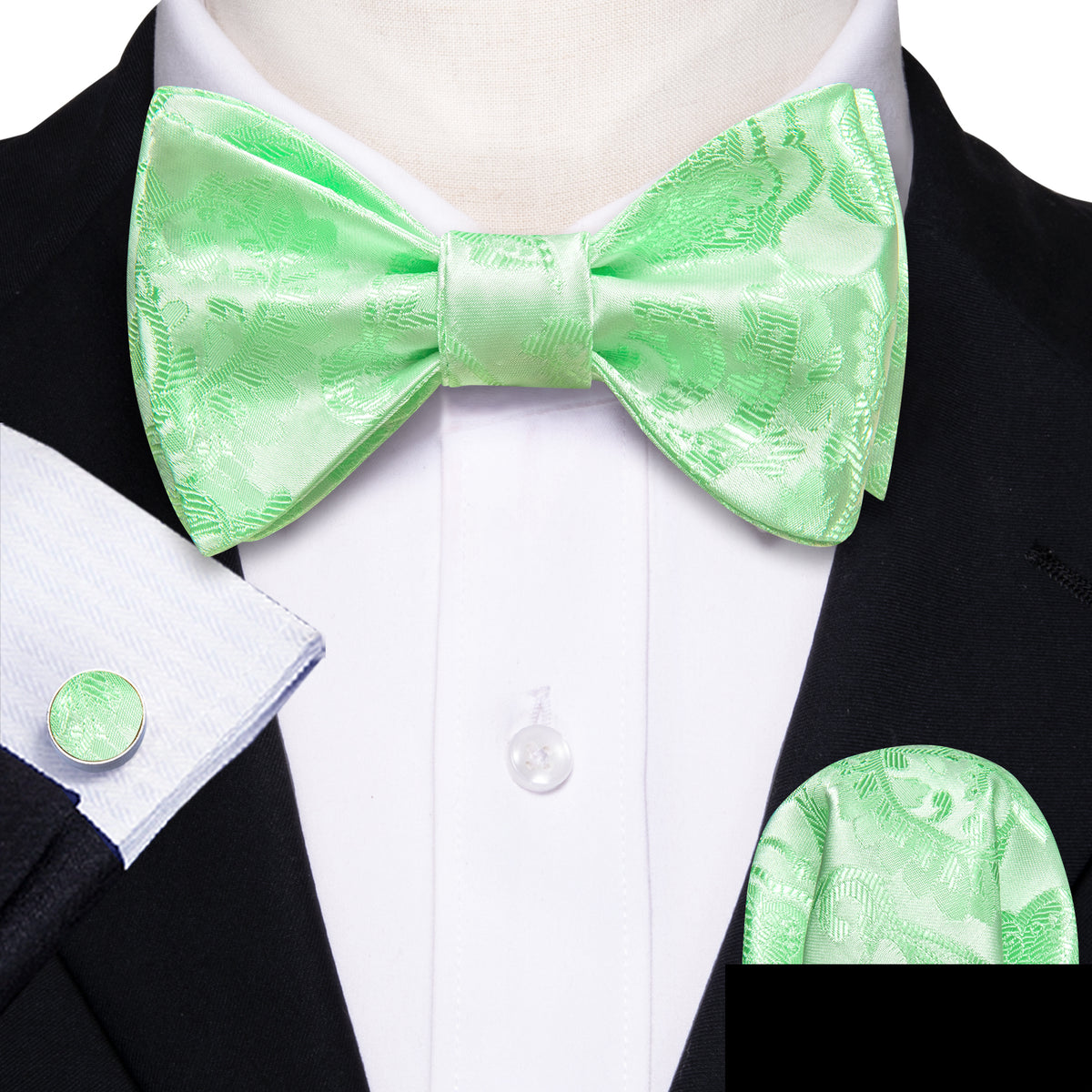 Turquoise Green Paisley Bow Tie Set bow ties - Sophisticated Gentlemen