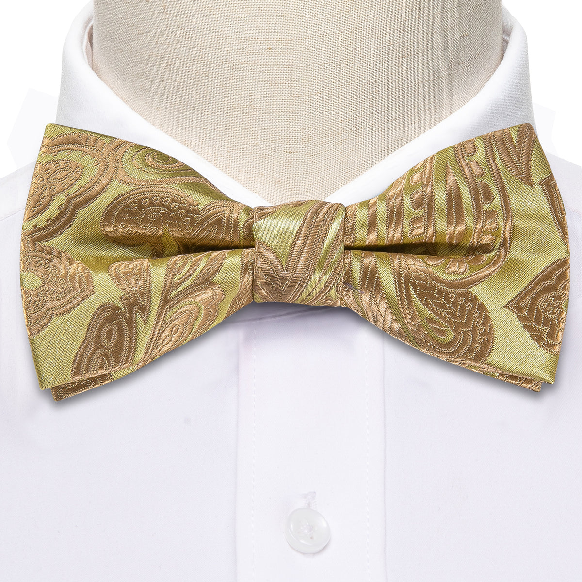 Yellow Golden Paisley Silk Children Bow Tie Set bow ties - Sophisticated Gentlemen