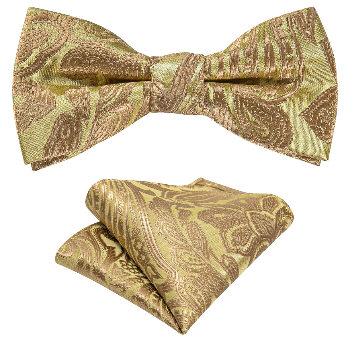 Yellow Golden Paisley Silk Children Bow Tie Set bow ties - Sophisticated Gentlemen
