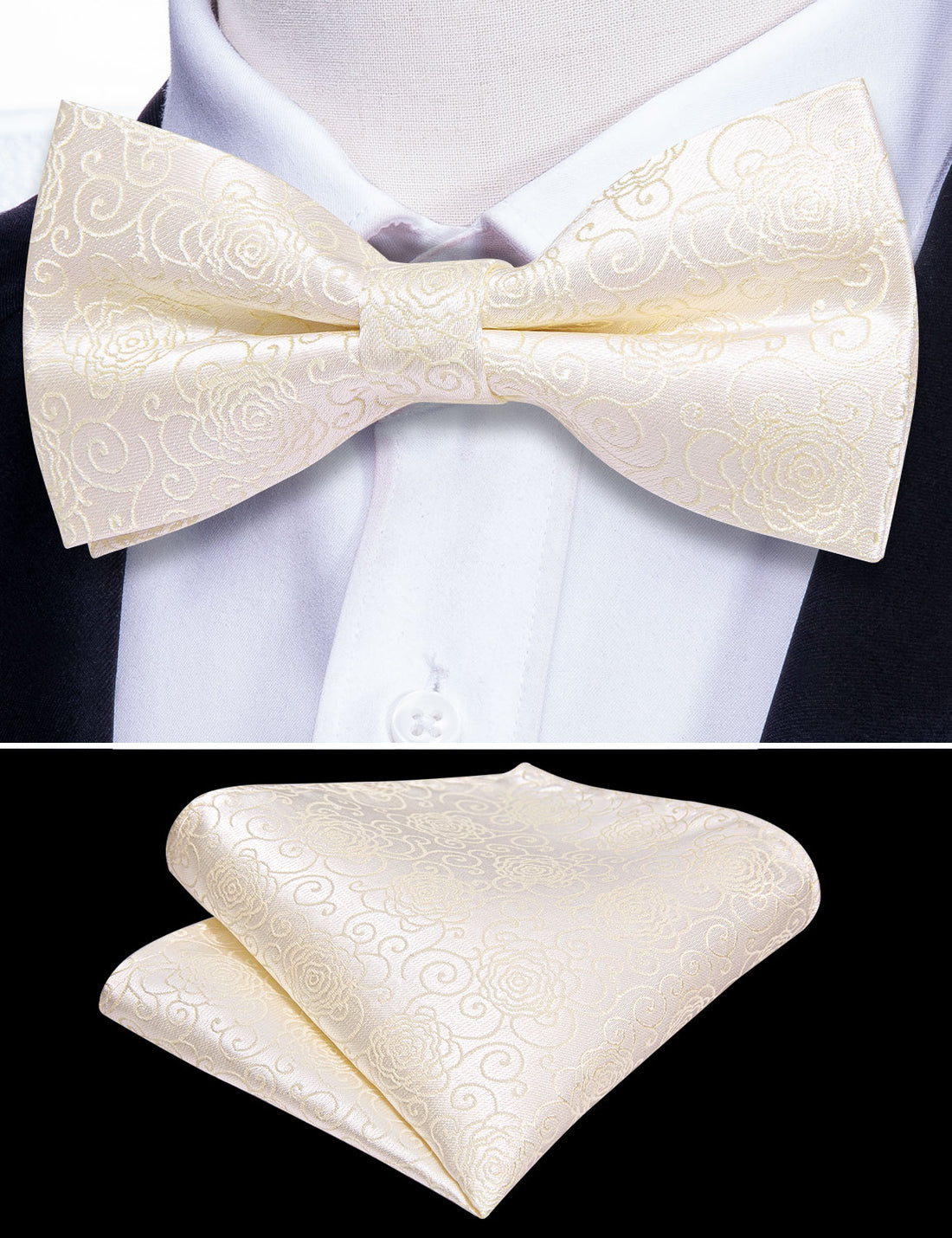 White Floral Silk Children Bow Tie Set bow ties - Sophisticated Gentlemen