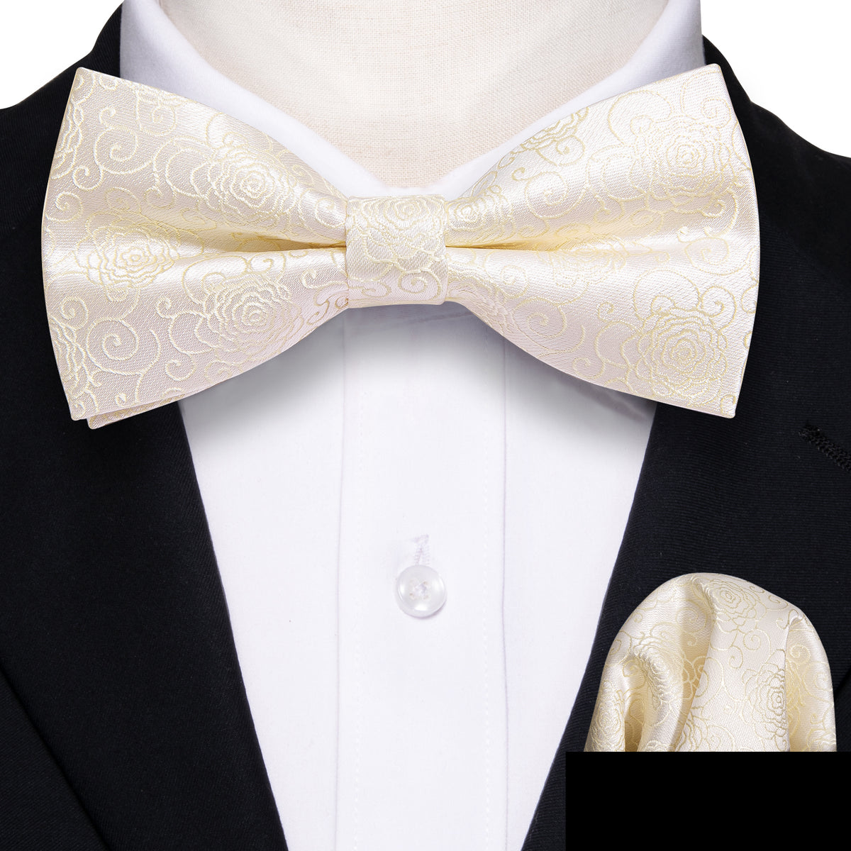 White Floral Silk Children Bow Tie Set bow ties - Sophisticated Gentlemen