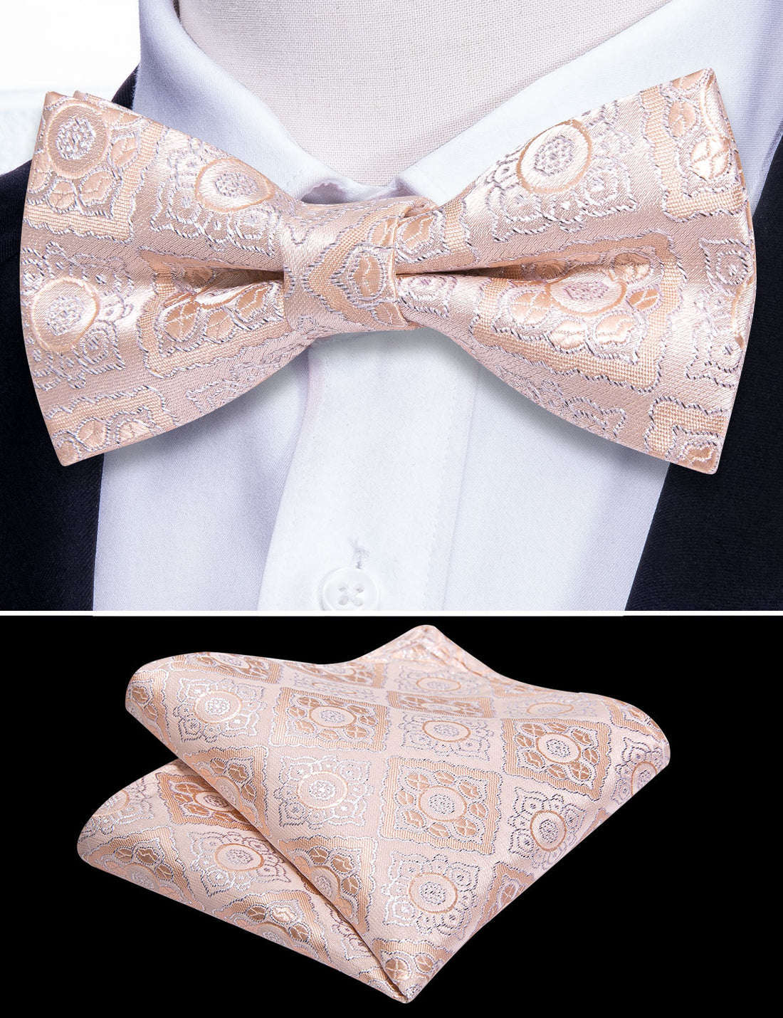 Pink Paisley Silk Children Bow Tie Set bow ties - Sophisticated Gentlemen