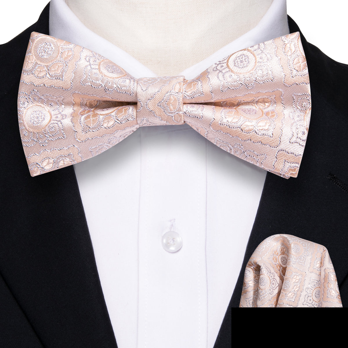 Pink Paisley Silk Children Bow Tie Set bow ties - Sophisticated Gentlemen