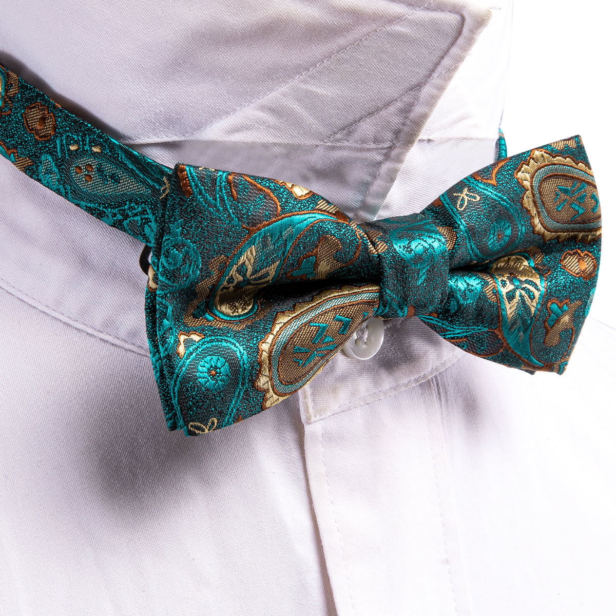 Teal Blue Paisley Silk Children Bow Tie Set bow ties - Sophisticated Gentlemen