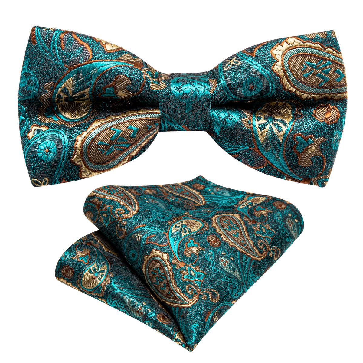 Teal Blue Paisley Silk Children Bow Tie Set bow ties - Sophisticated Gentlemen