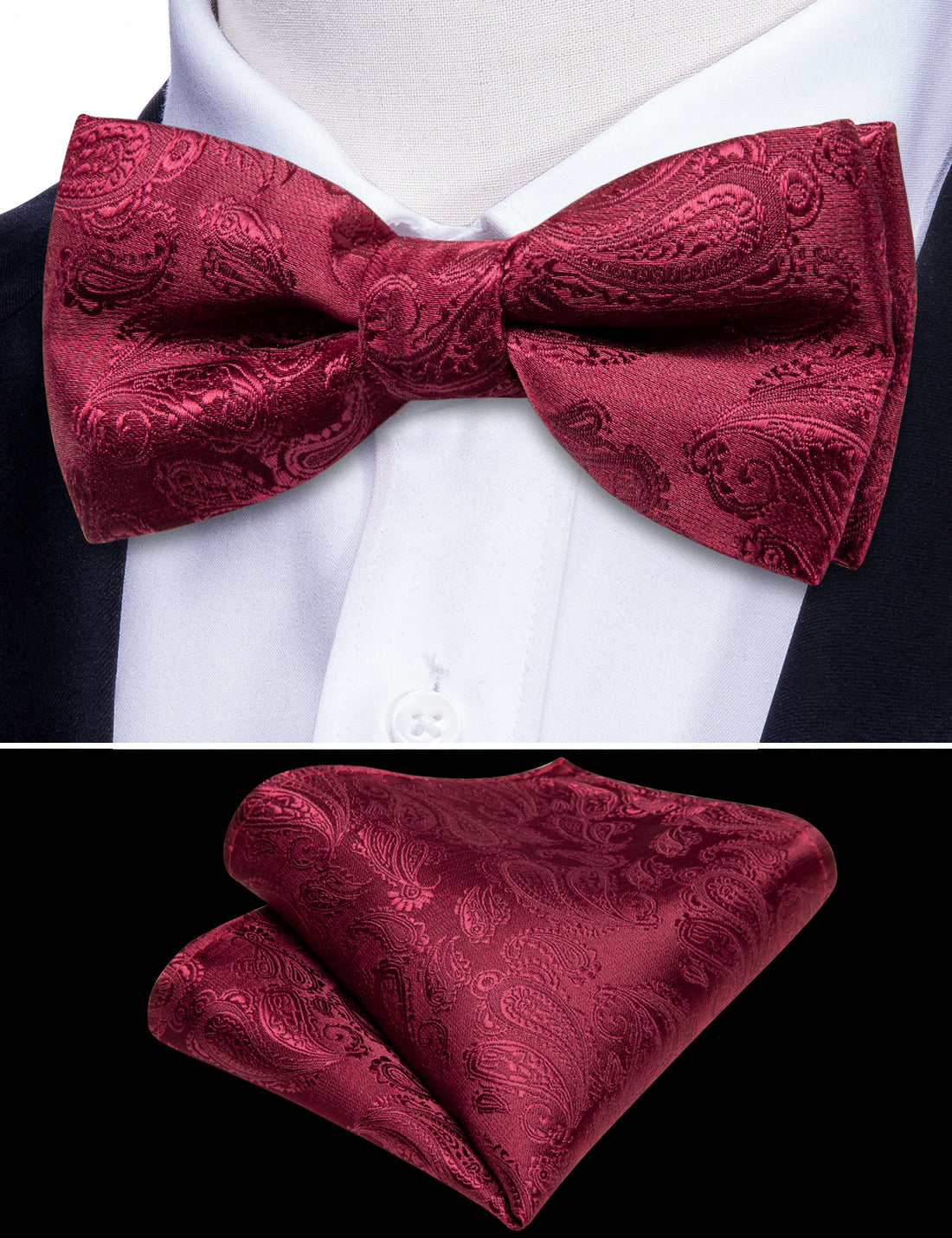 Red Paisley Silk Children Bow Tie Set bow ties - Sophisticated Gentlemen
