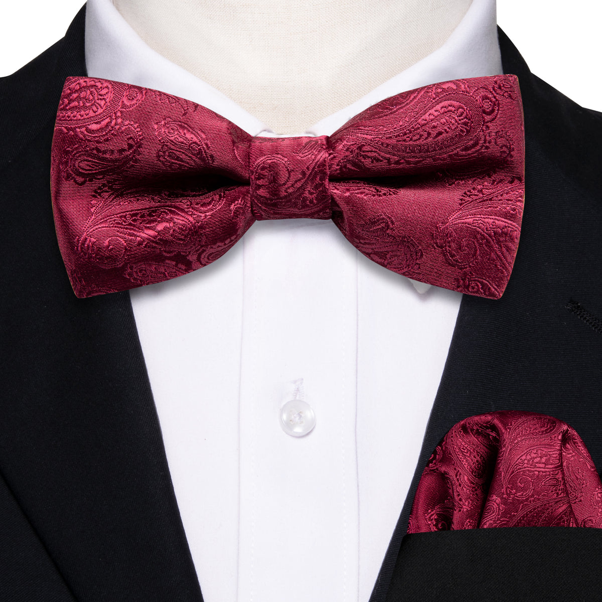 Red Paisley Silk Children Bow Tie Set bow ties - Sophisticated Gentlemen