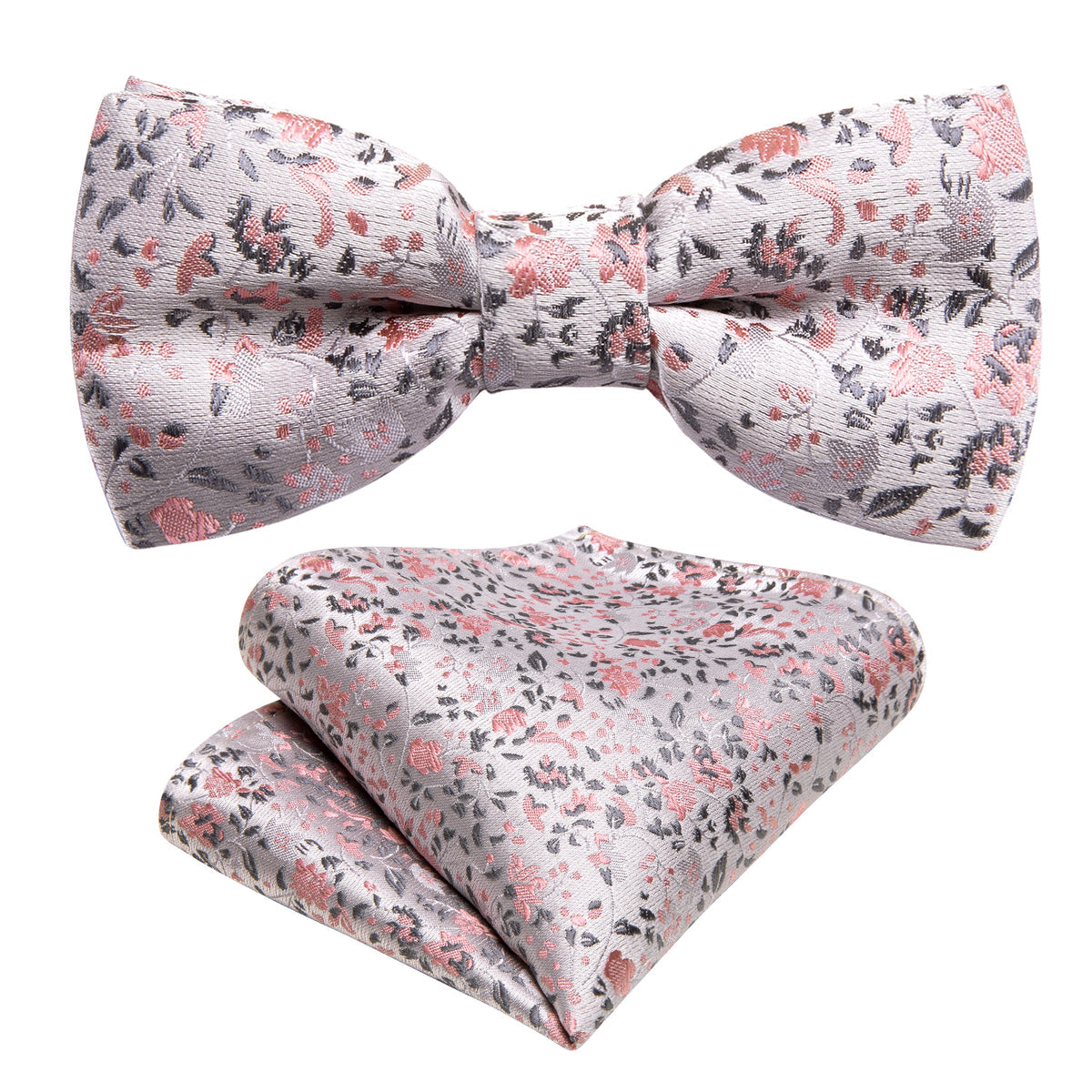 White Pink Floral Silk Children Bow Tie Set bow ties - Sophisticated Gentlemen