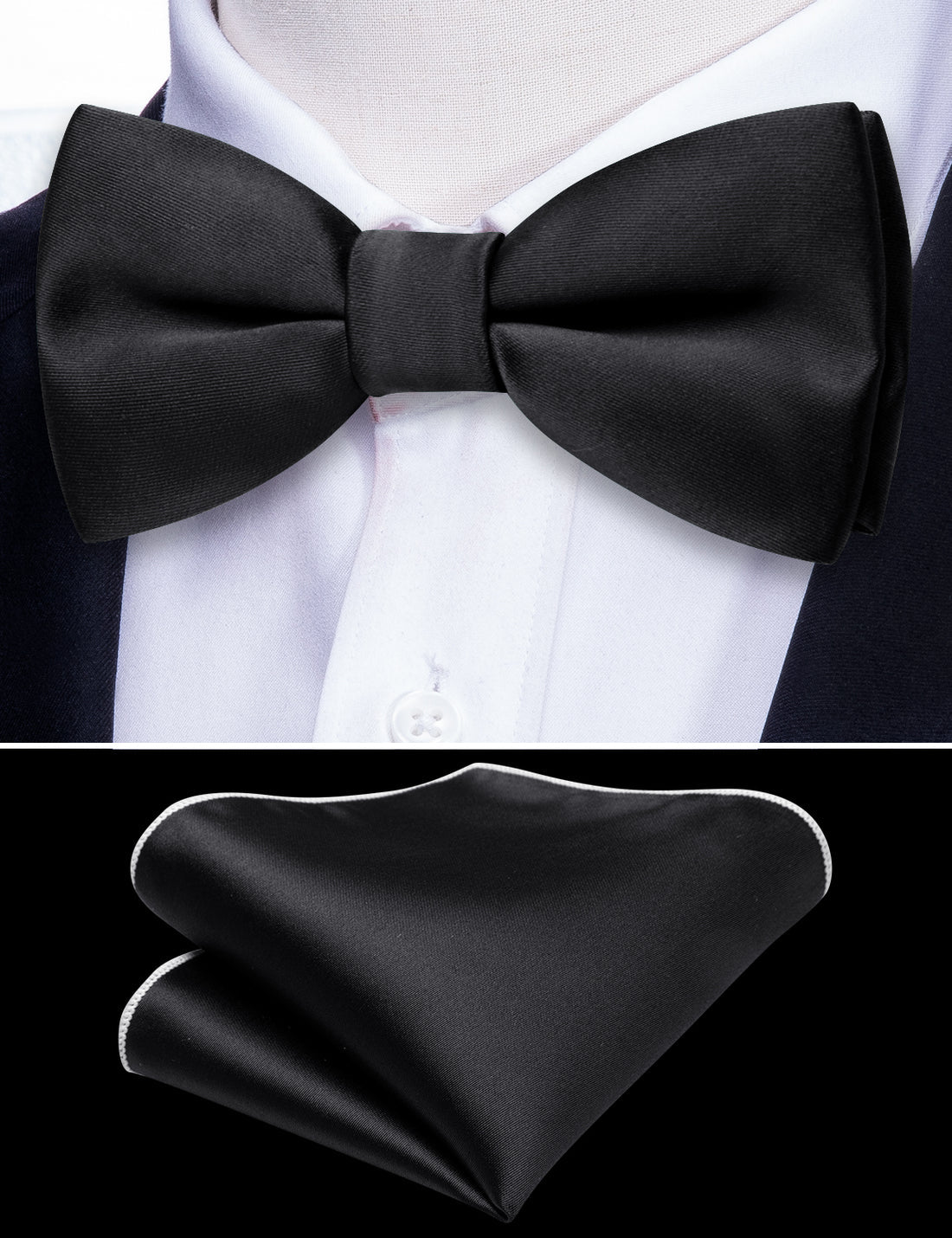 Black Solid Children Bow Tie Set bow ties - Sophisticated Gentlemen