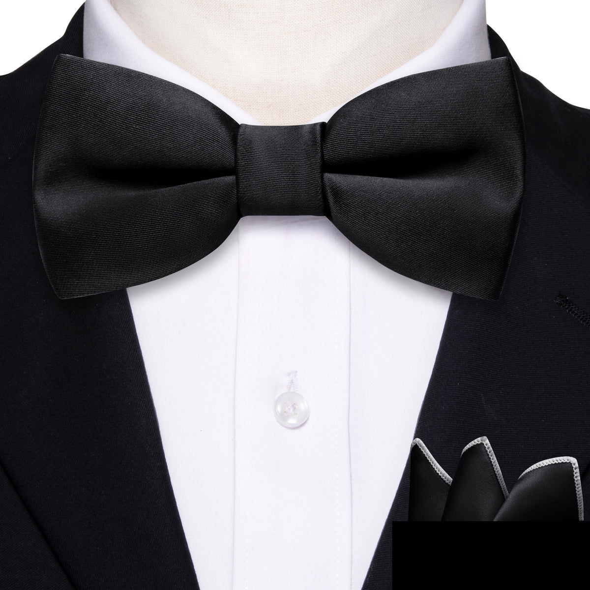 Black Solid Children Bow Tie Set bow ties - Sophisticated Gentlemen