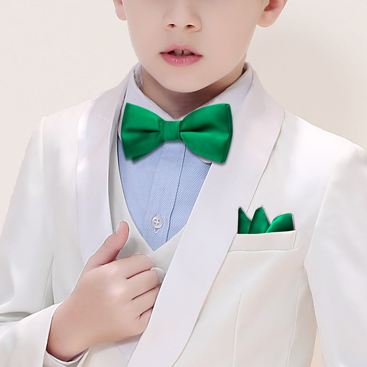 Light Green Solid Kids Bow Tie Set bow ties - Sophisticated Gentlemen
