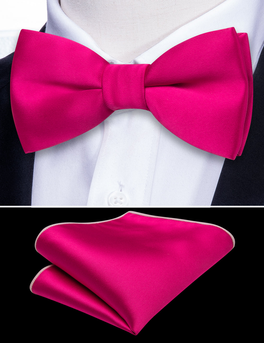 Rose Red Solid Silk Children Bow Tie Set bow ties - Sophisticated Gentlemen