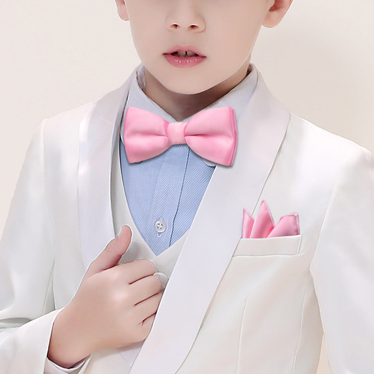 Pink Solid Children Bow Tie Set bow ties - Sophisticated Gentlemen