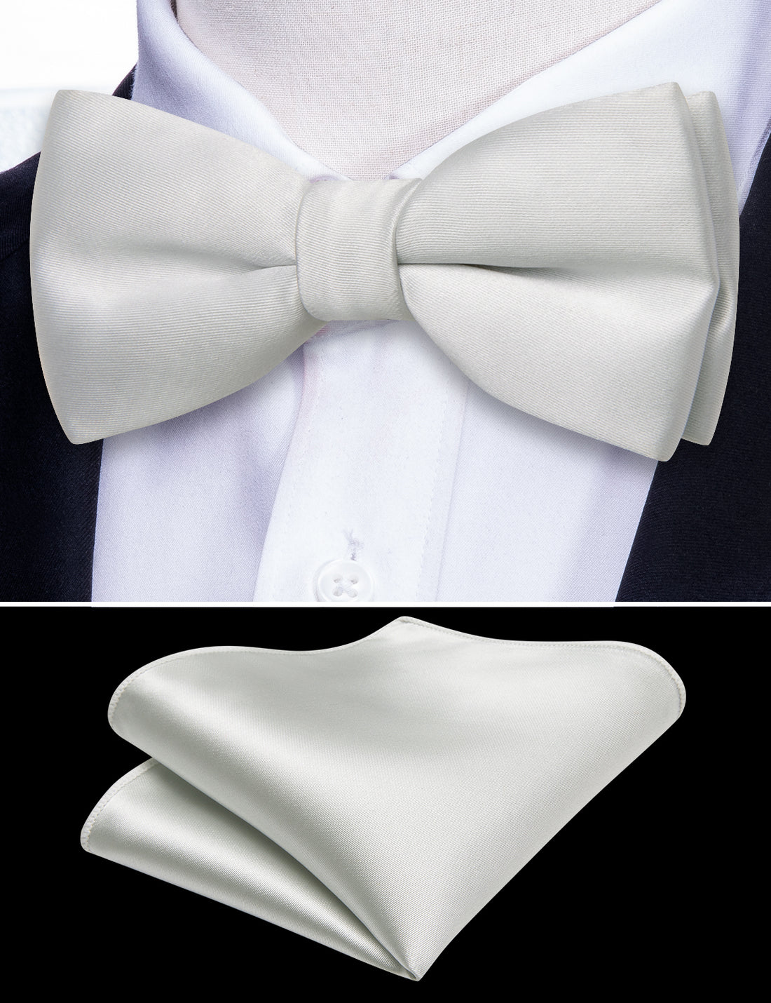 Grey White Solid Kids Bow Tie Set bow ties - Sophisticated Gentlemen
