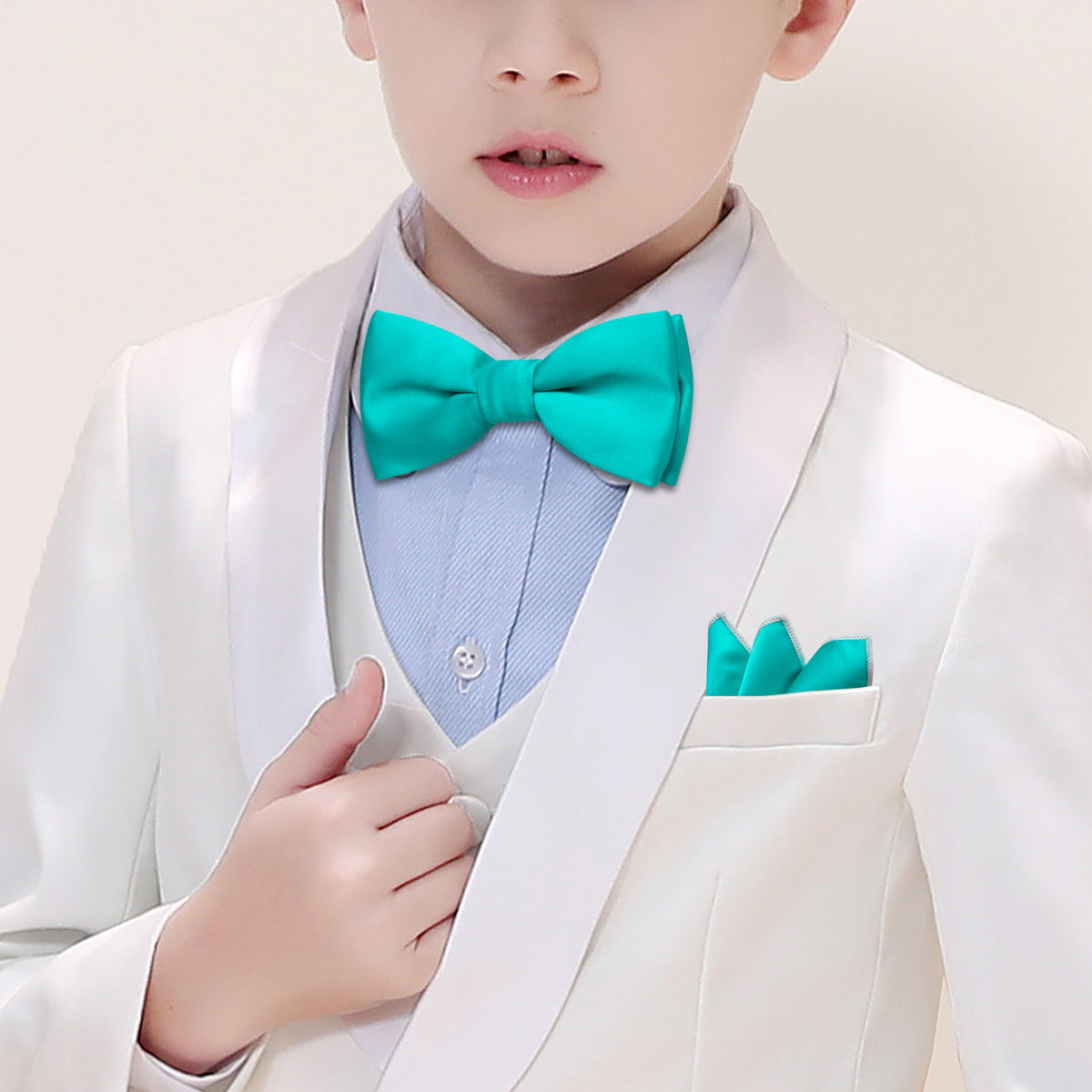 Aqua Solid Kids Bow Tie Set bow ties - Sophisticated Gentlemen