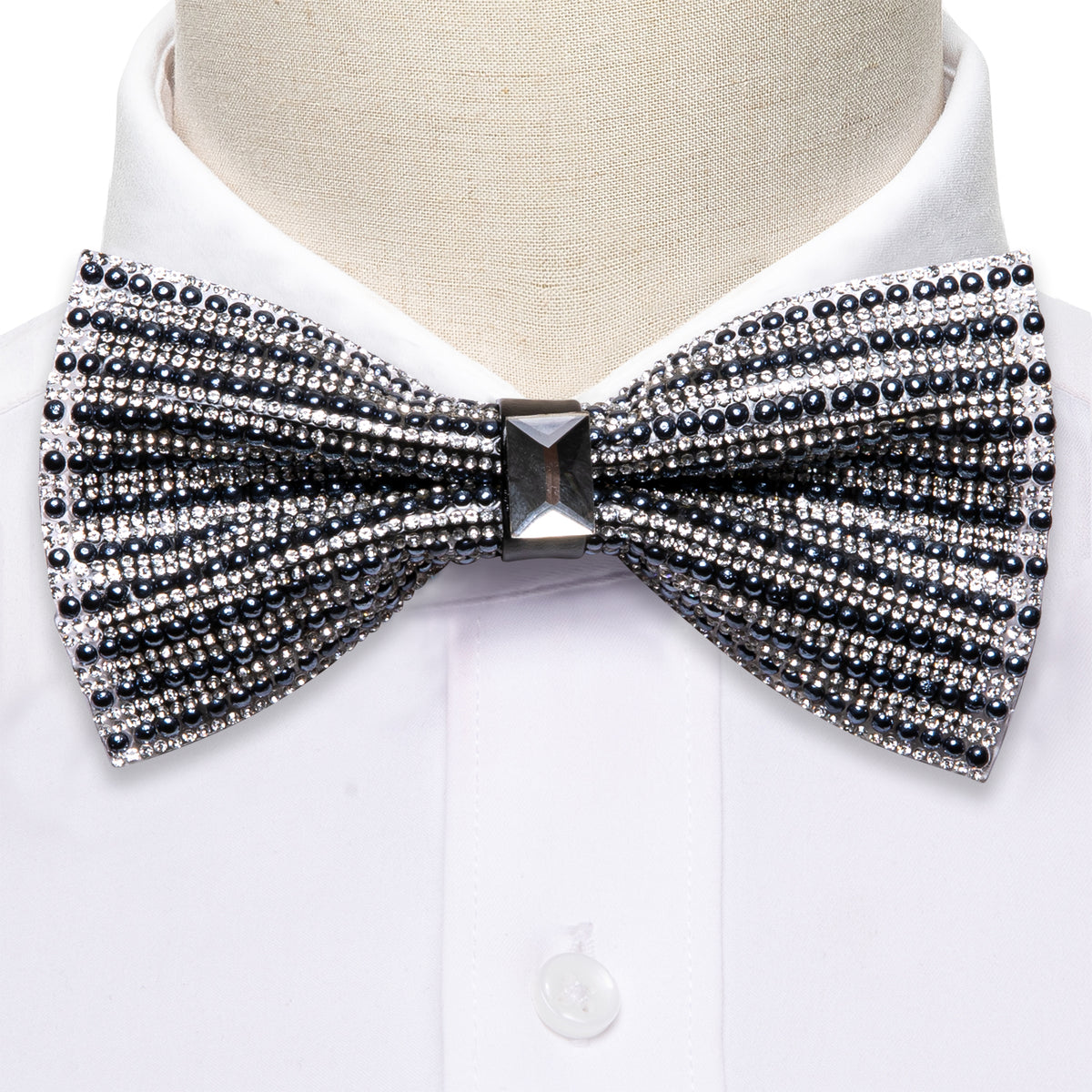 Black White Shining Rhinestones Wedding Bow Tie Set bow ties - Sophisticated Gentlemen