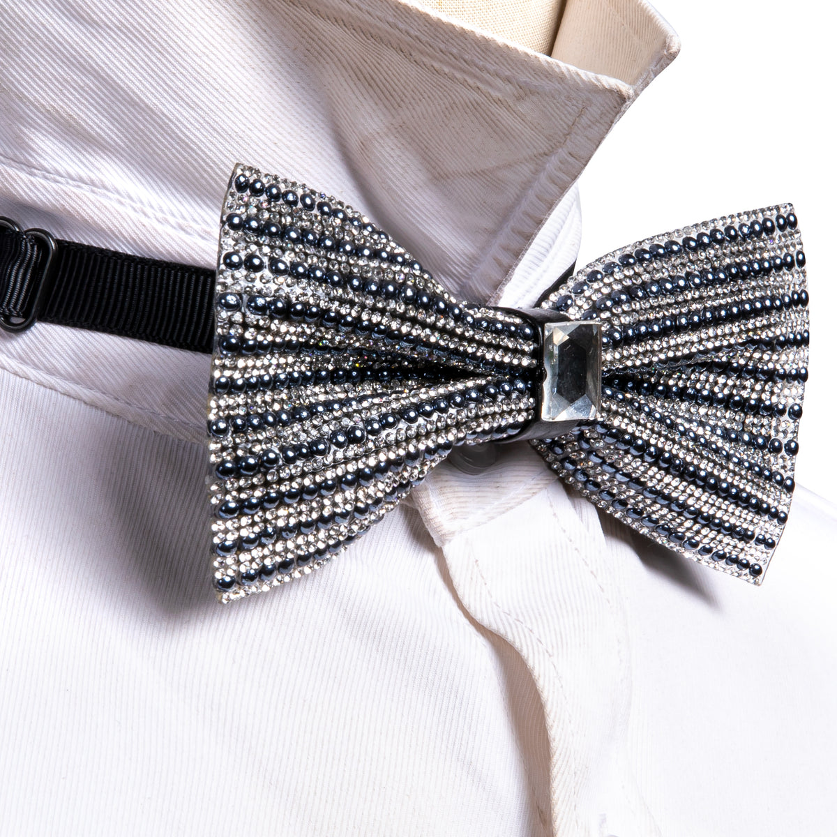 Black White Shining Rhinestones Wedding Bow Tie Set bow ties - Sophisticated Gentlemen