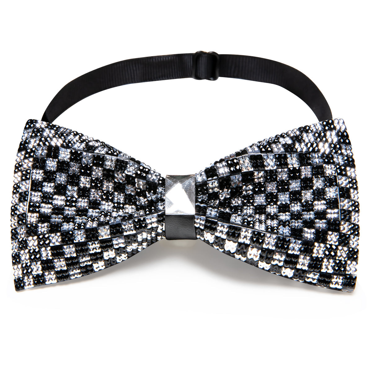 Black White Shining Plaid Rhinestones Wedding Bow Tie Set bow ties - Sophisticated Gentlemen