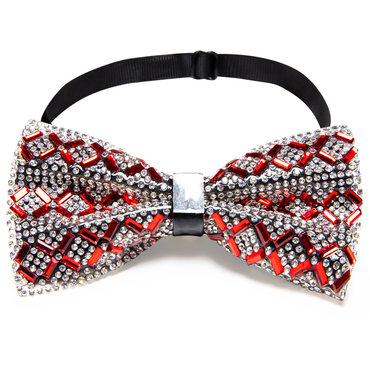 Shining Red White Plaid Rhinestones Bow Tie Set bow ties - Sophisticated Gentlemen