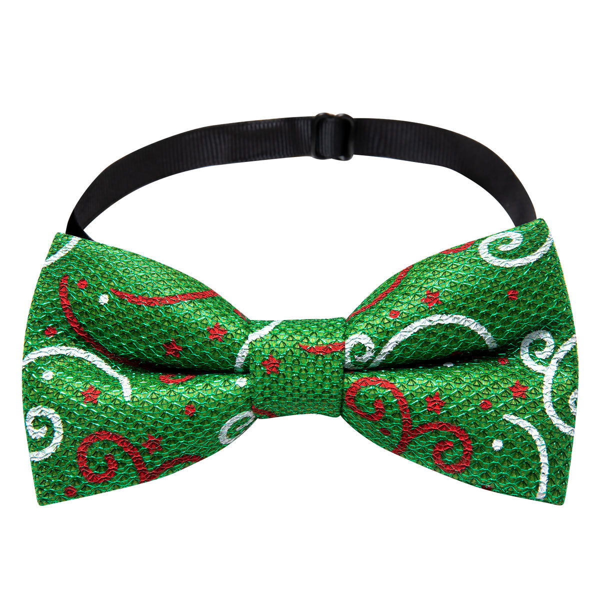 Green White Floral Silk Christmas Bow Tie Set bow ties - Sophisticated Gentlemen