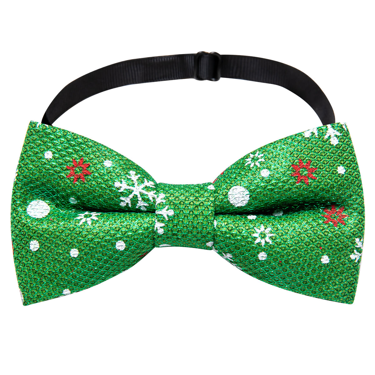 Green White Printed Christmas Element Silk Bow Tie Set bow ties - Sophisticated Gentlemen