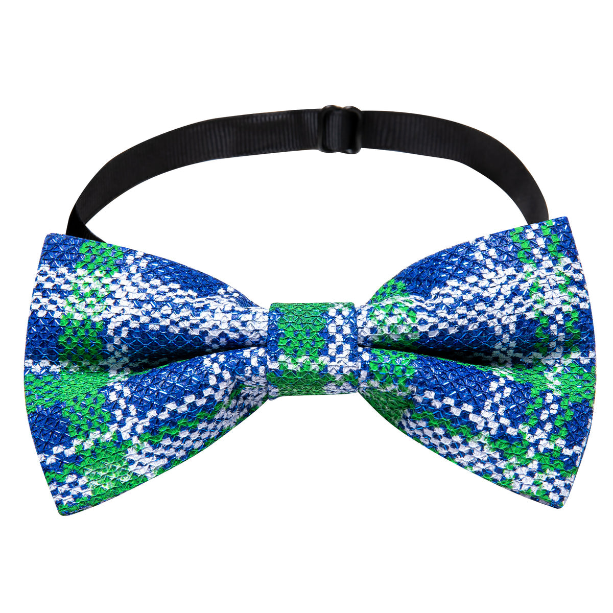 Blue Green Plaid Silk Christmas Bow Tie Set bow ties - Sophisticated Gentlemen