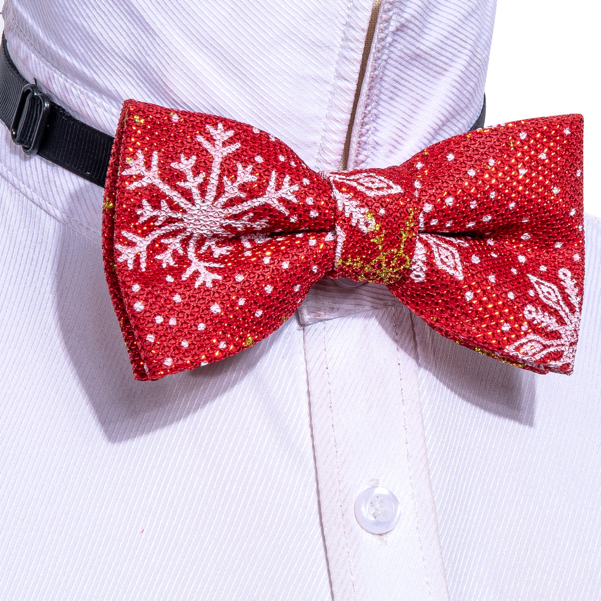 Red White Floral Silk Christmas Bow Tie Set bow ties - Sophisticated Gentlemen