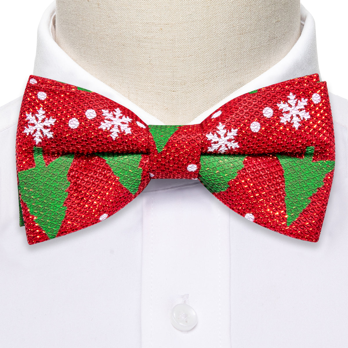 Red Green Christmas Tree Silk Bow Tie Set bow ties - Sophisticated Gentlemen