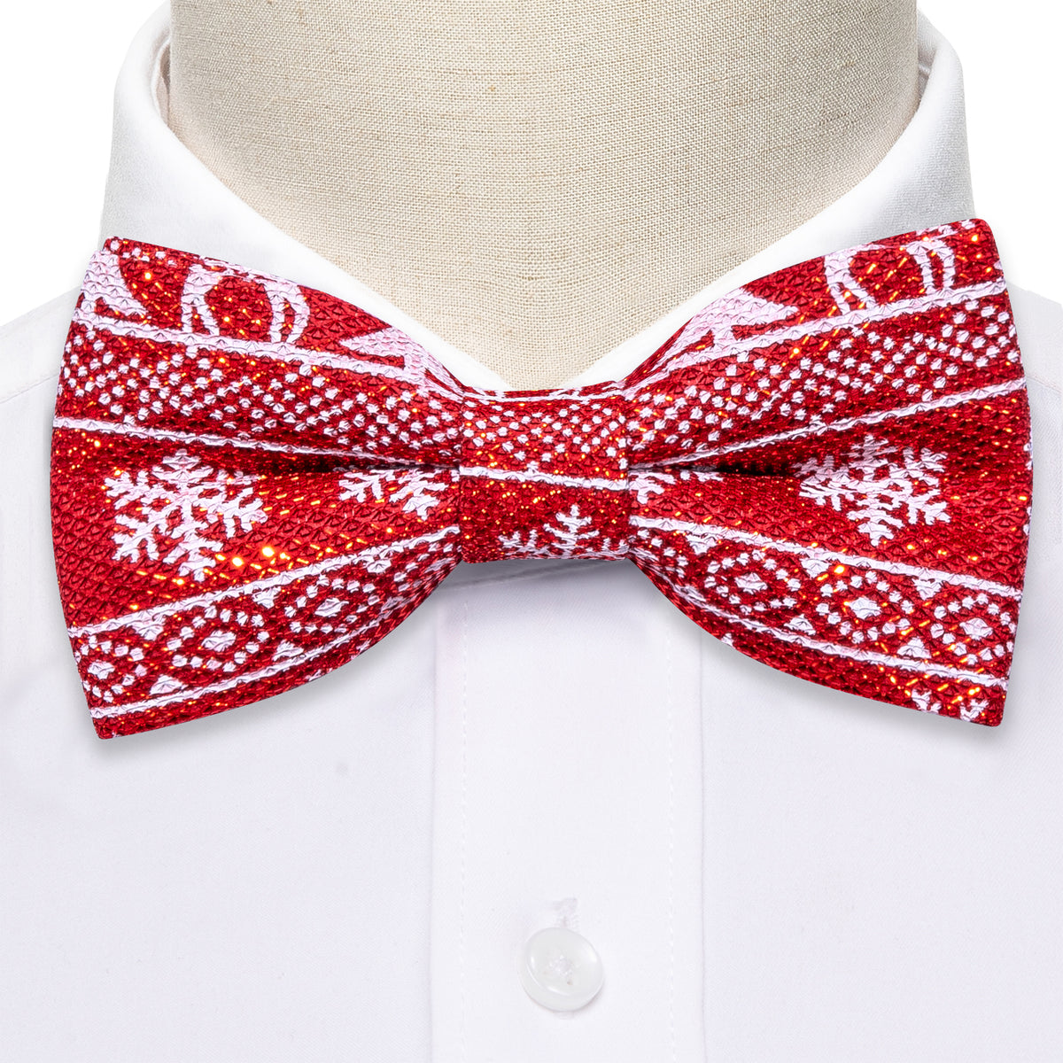 Red White Christmas Silk Fashion Bow Tie Set bow ties - Sophisticated Gentlemen