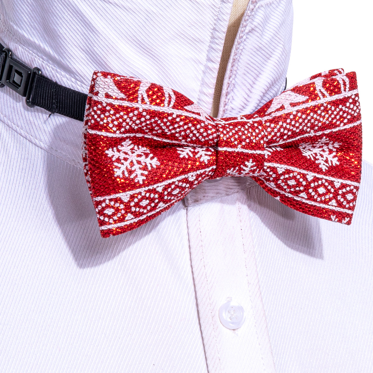 Red White Christmas Silk Fashion Bow Tie Set bow ties - Sophisticated Gentlemen